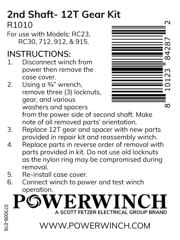 R1010 - 2nd Shaft - 12T Gear Kit - Image 3