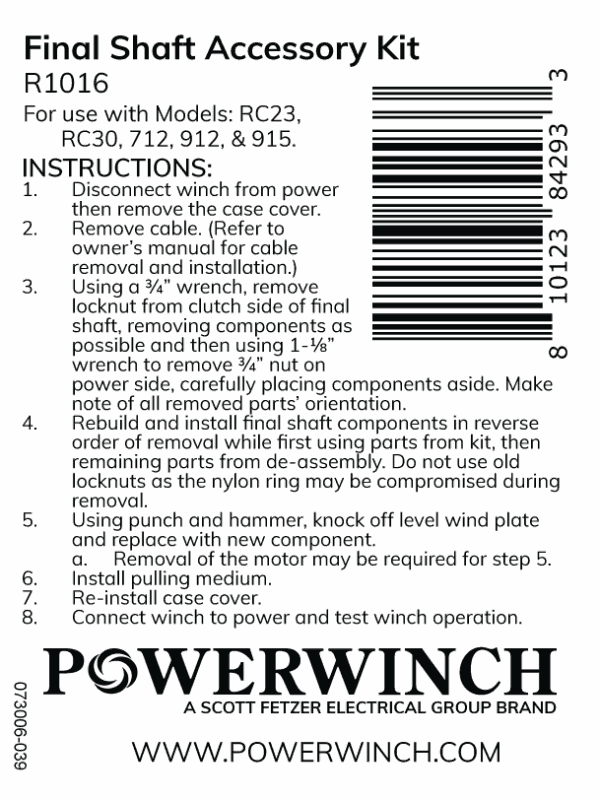 R1016 - Final Shaft Accessory Kit - Image 3