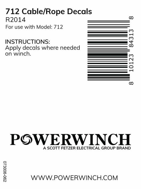 R2014 - Decals, Model 712, Cable - Image 2