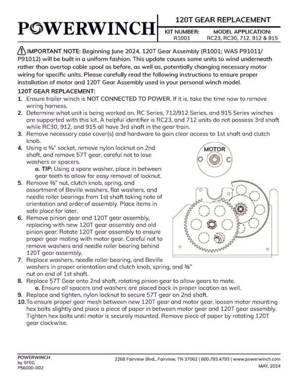 R1001 - 1st Shaft- 120T Gear Kit - Image 4